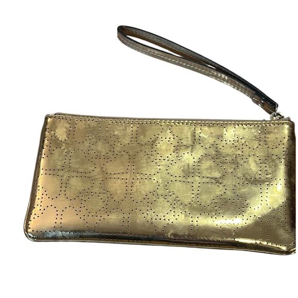 Kate Spade Metro Spade Jemima Wristlet Clutch Purse Bag 8.5 X 4.5” Gold - Picture 3 of 5